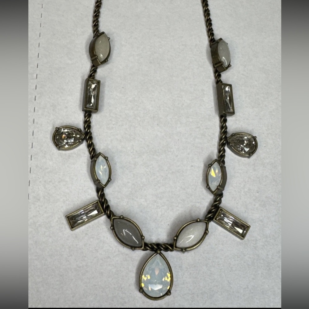 Silpada KR Collection Antiqued Brass Necklace Crystals & Stone Chic